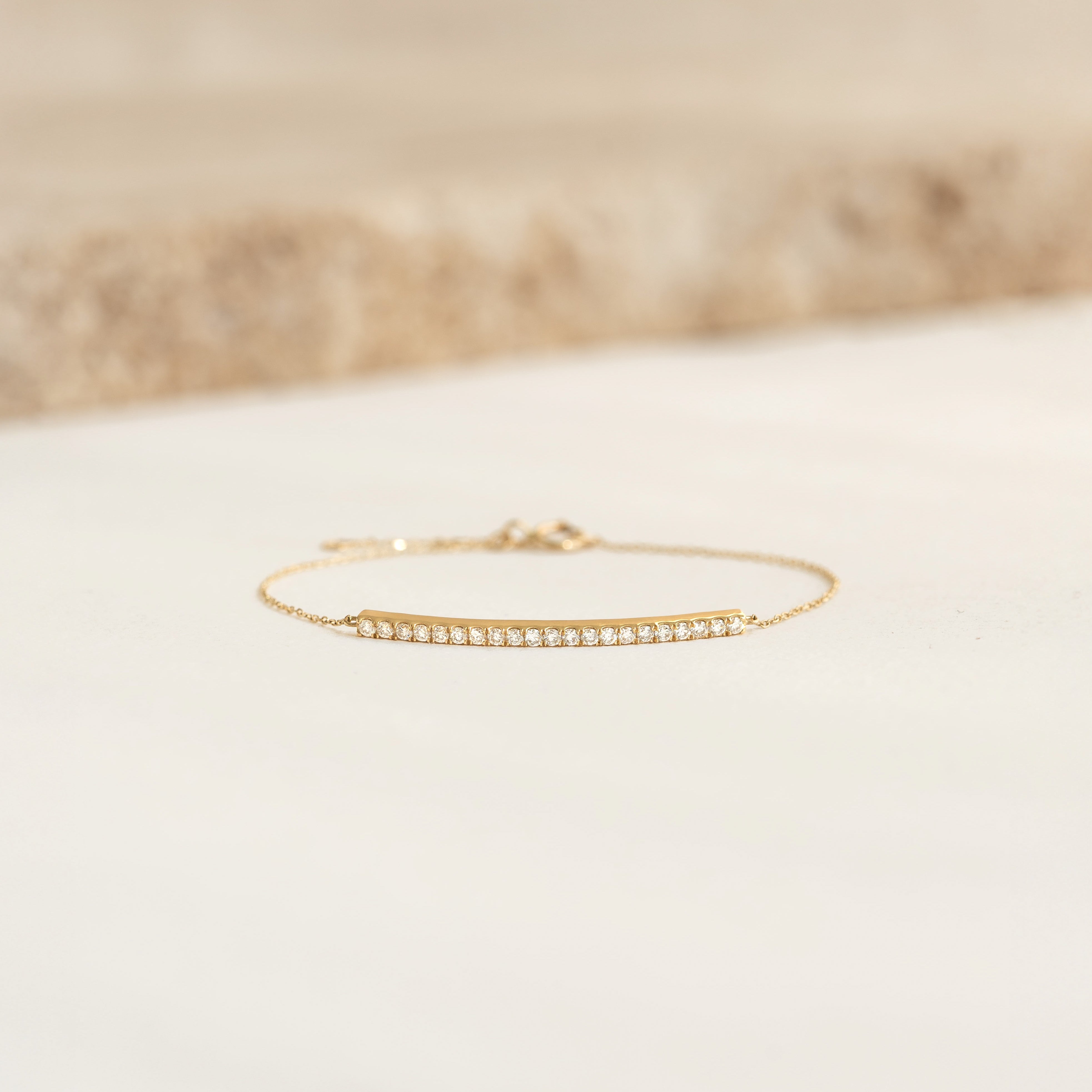 Diamond Curved Bar Bracelet 14k Gold - Vivienne