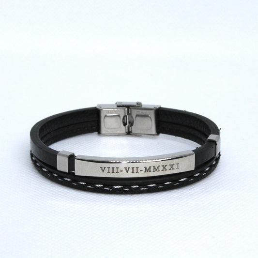 Personalized Braided Leather Bracelet