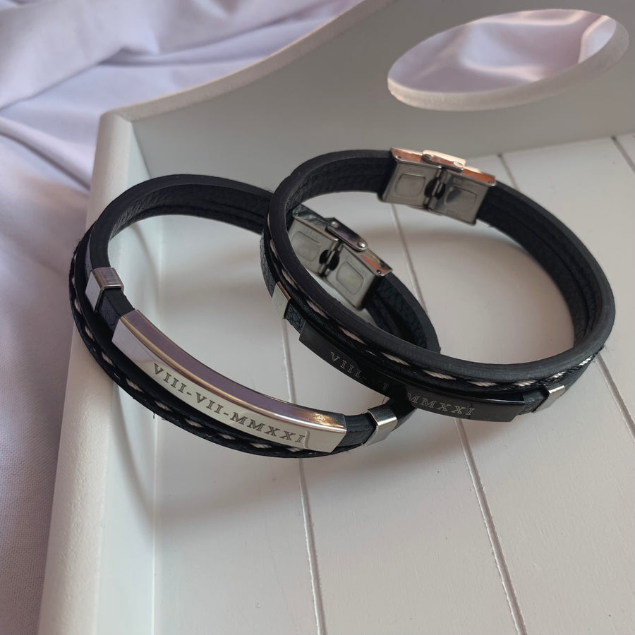 Personalized Braided Leather Bracelet