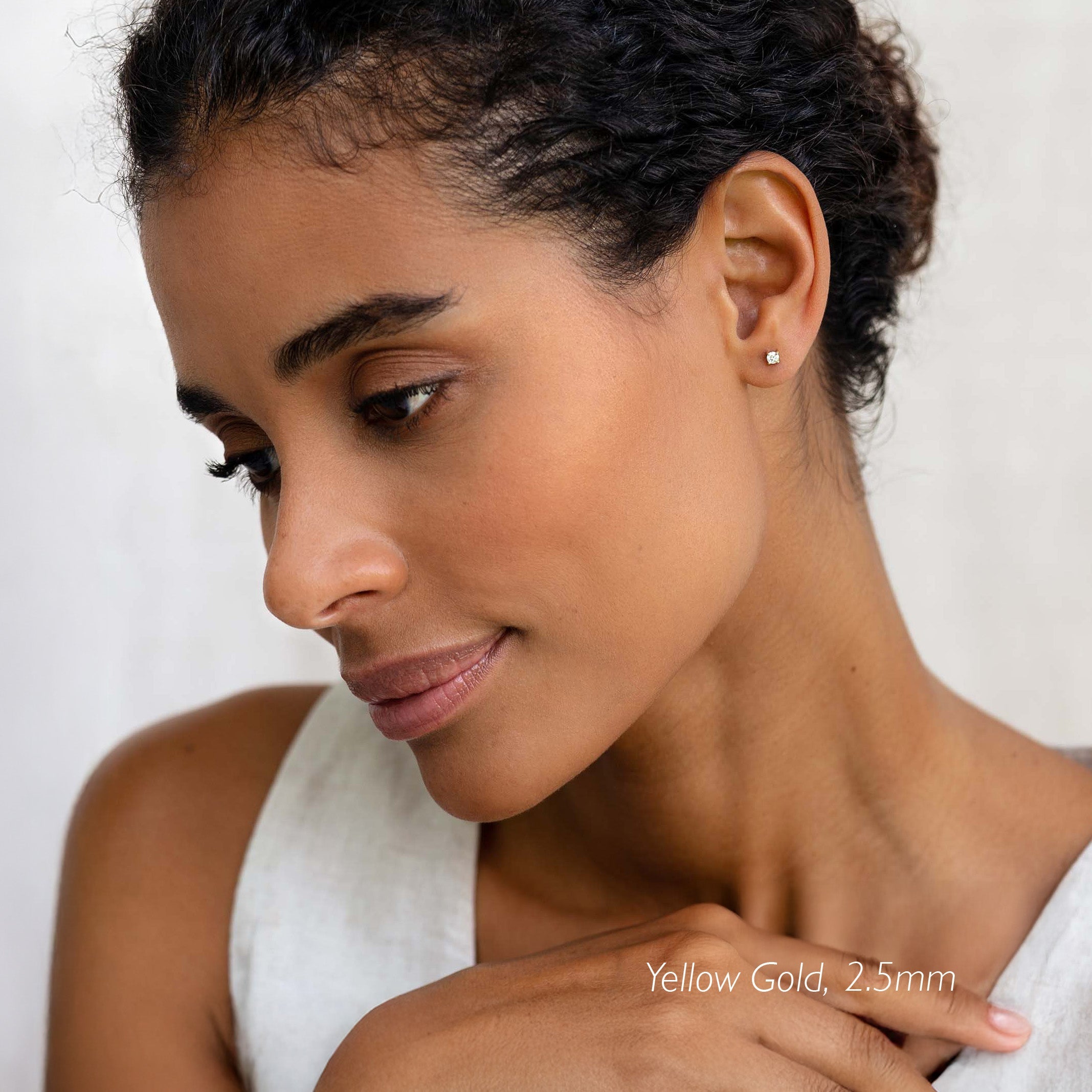 14k Yellow Gold Diamond Stud Earrings 2.5mm - Aria