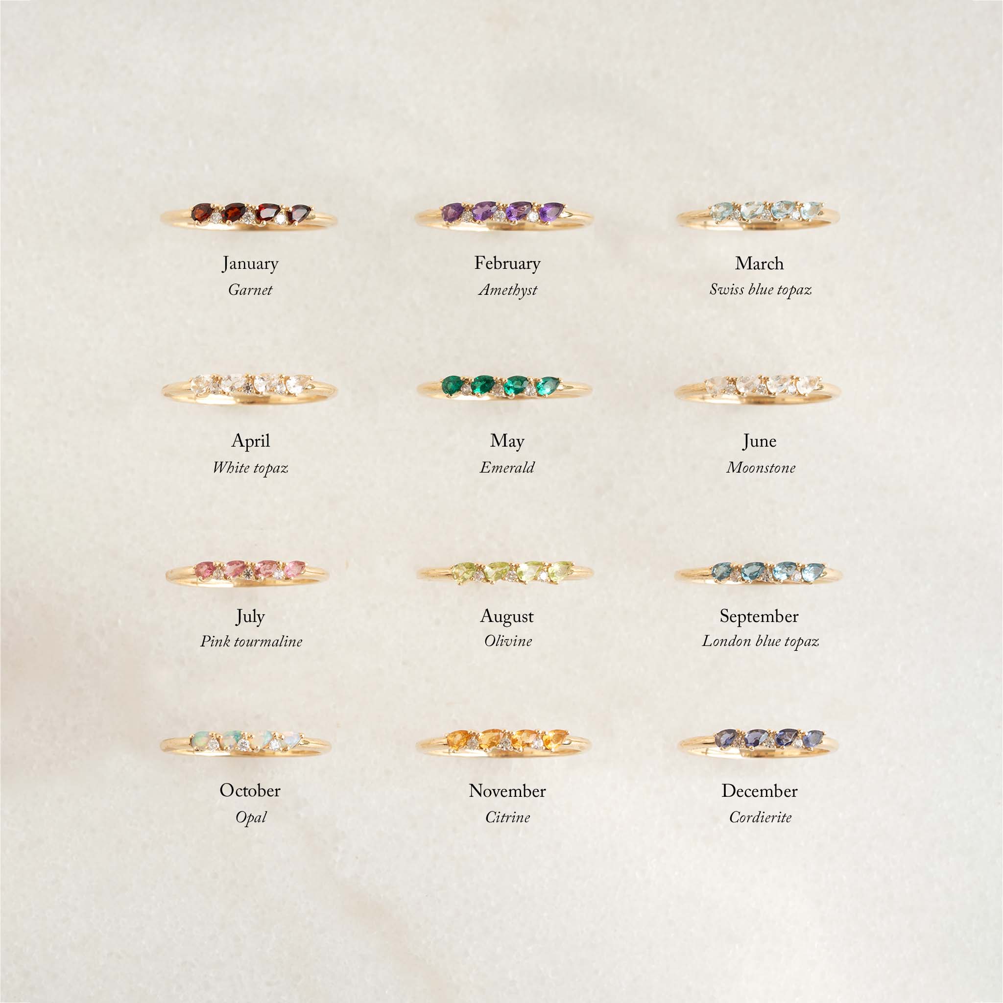 October Birthstone Pear Ring 14k Gold - Opal and Diamond