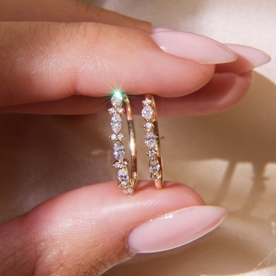 Marquise and Round Diamond Ring 14k Gold - Nova