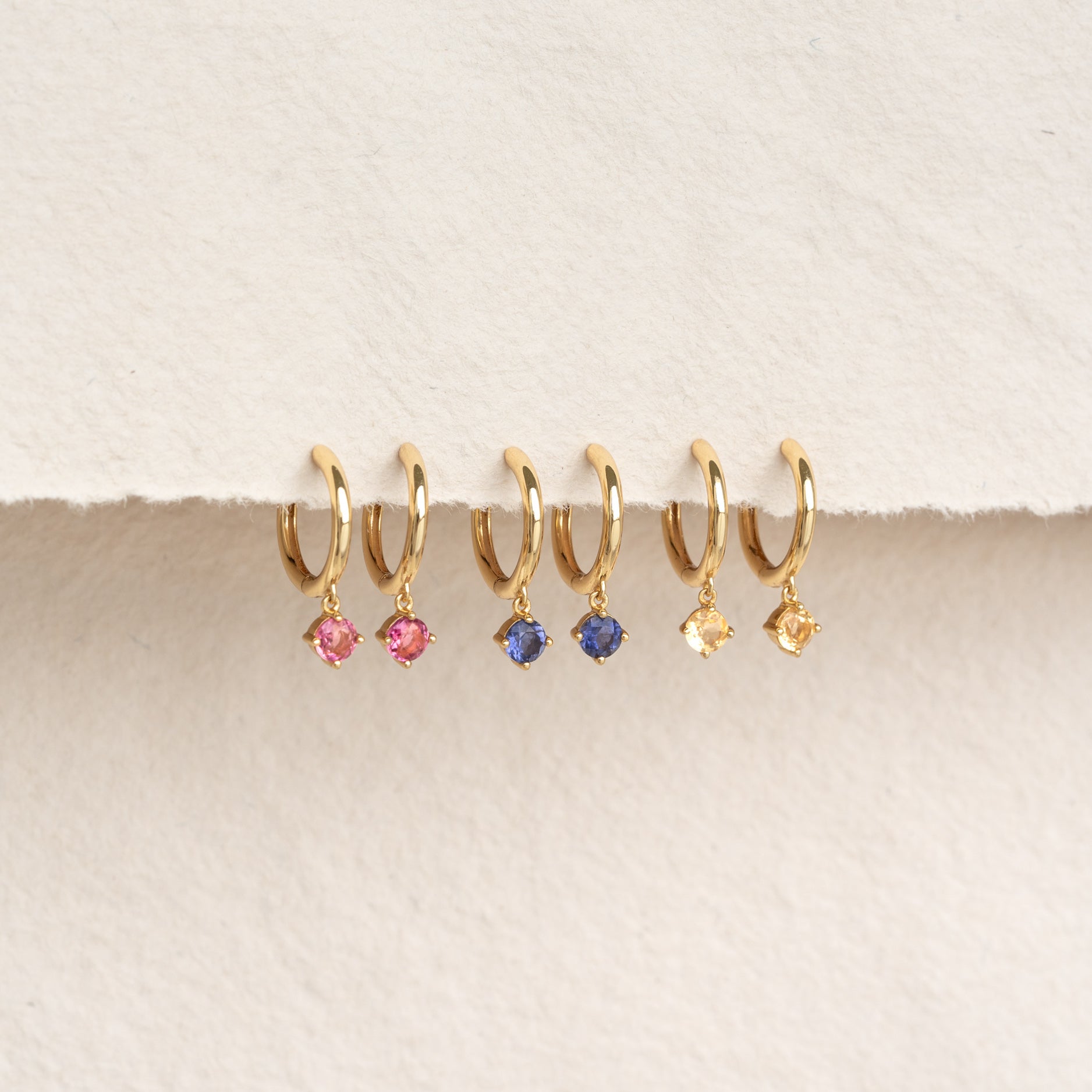 November Birthstone Drop Huggie Earrings - Citrine