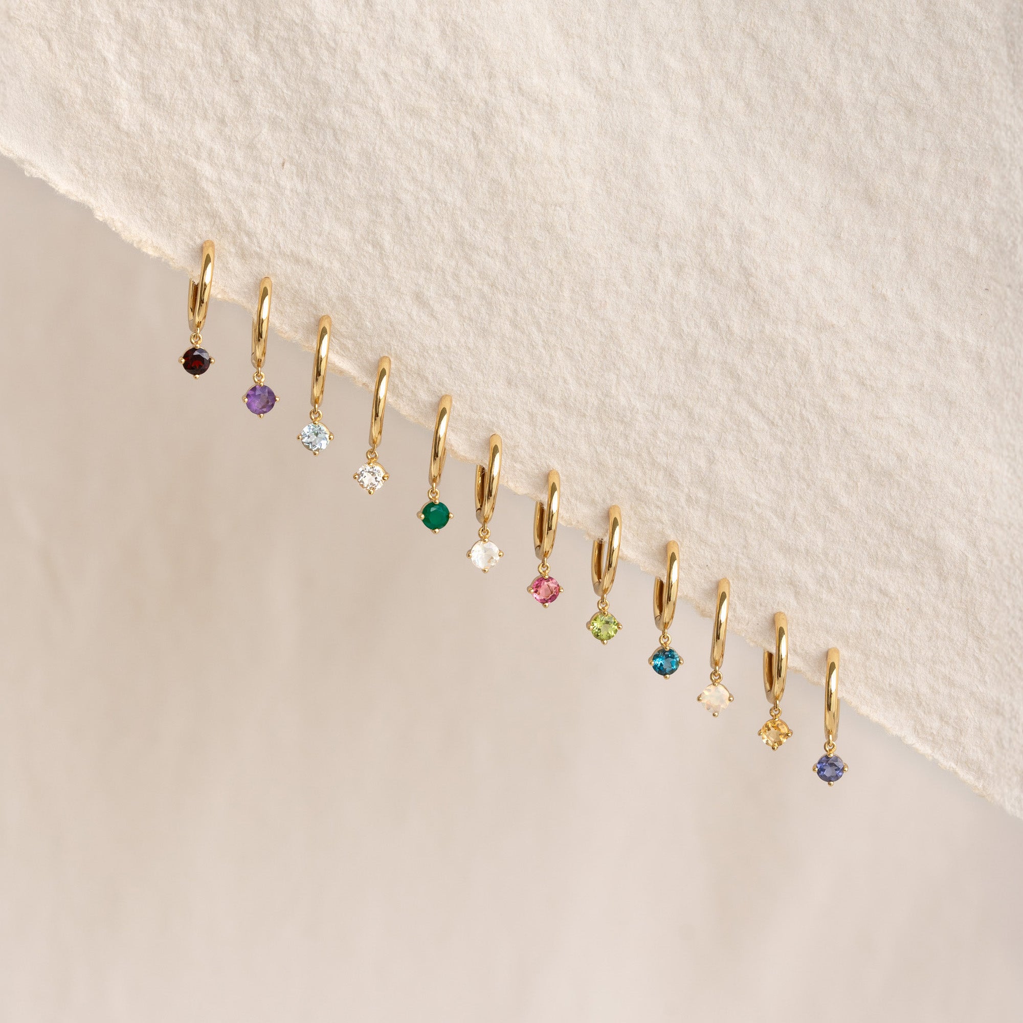 November Birthstone Drop Huggie Earrings - Citrine